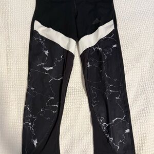 adidas Black Leggings with White Chevron and Marbled Panels